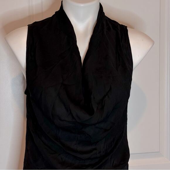 NWT Zoa New York Anthro Black Sleeveless Drape Neck Silk Blouse Top S - Picture 2 of 8